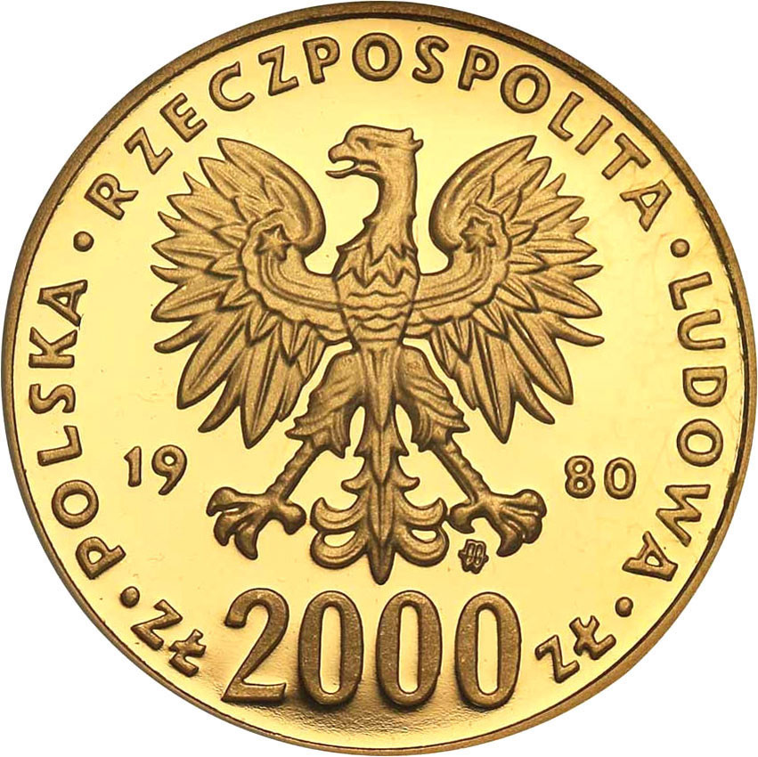 PRL. PRÓBA złoto 2000 złotych 1980 XIII Zimowe Igrzyska Olimpijskie Lake Placid